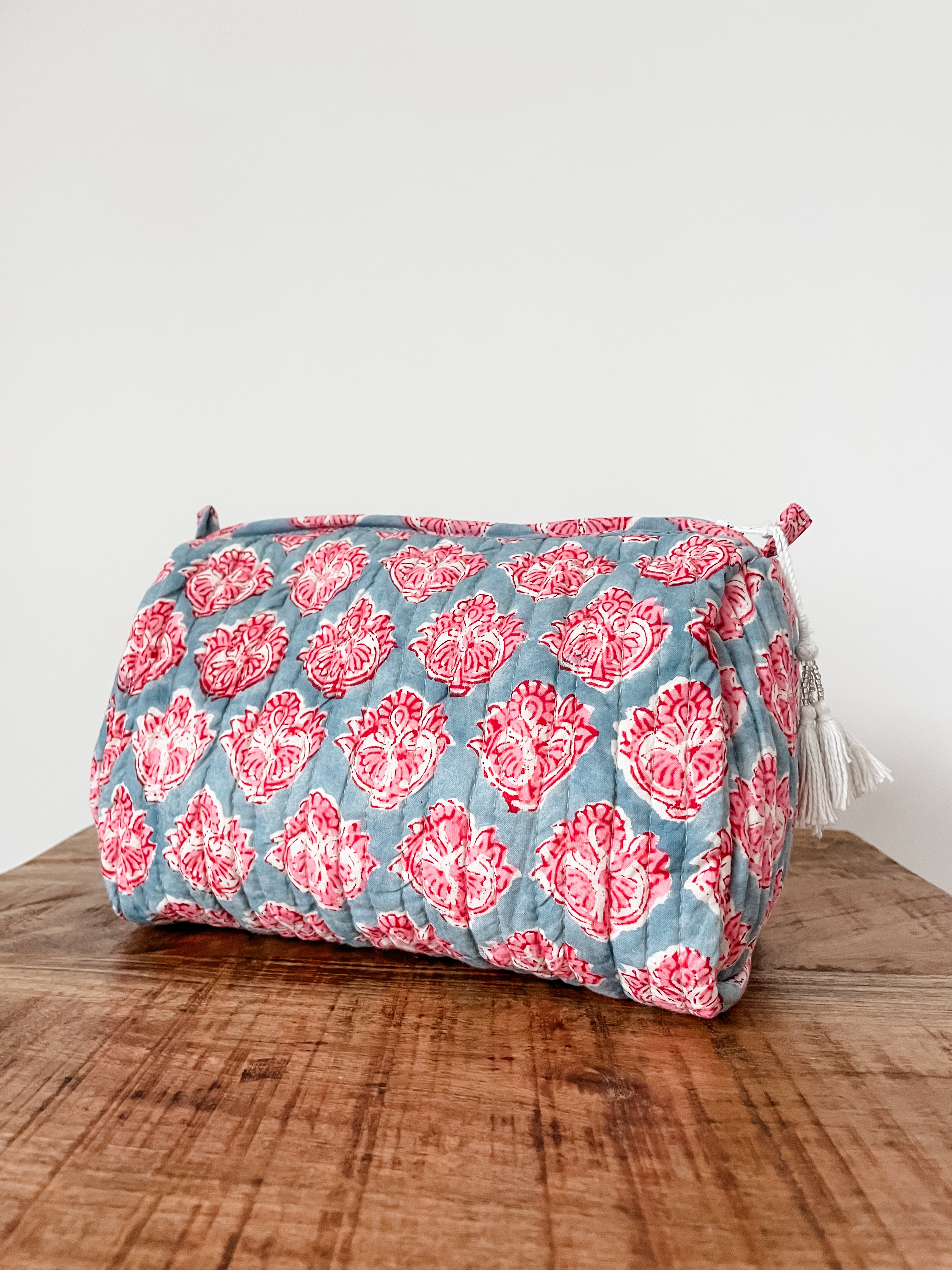 Dusty Rose Quilted Cotton Utility Storage Pouch