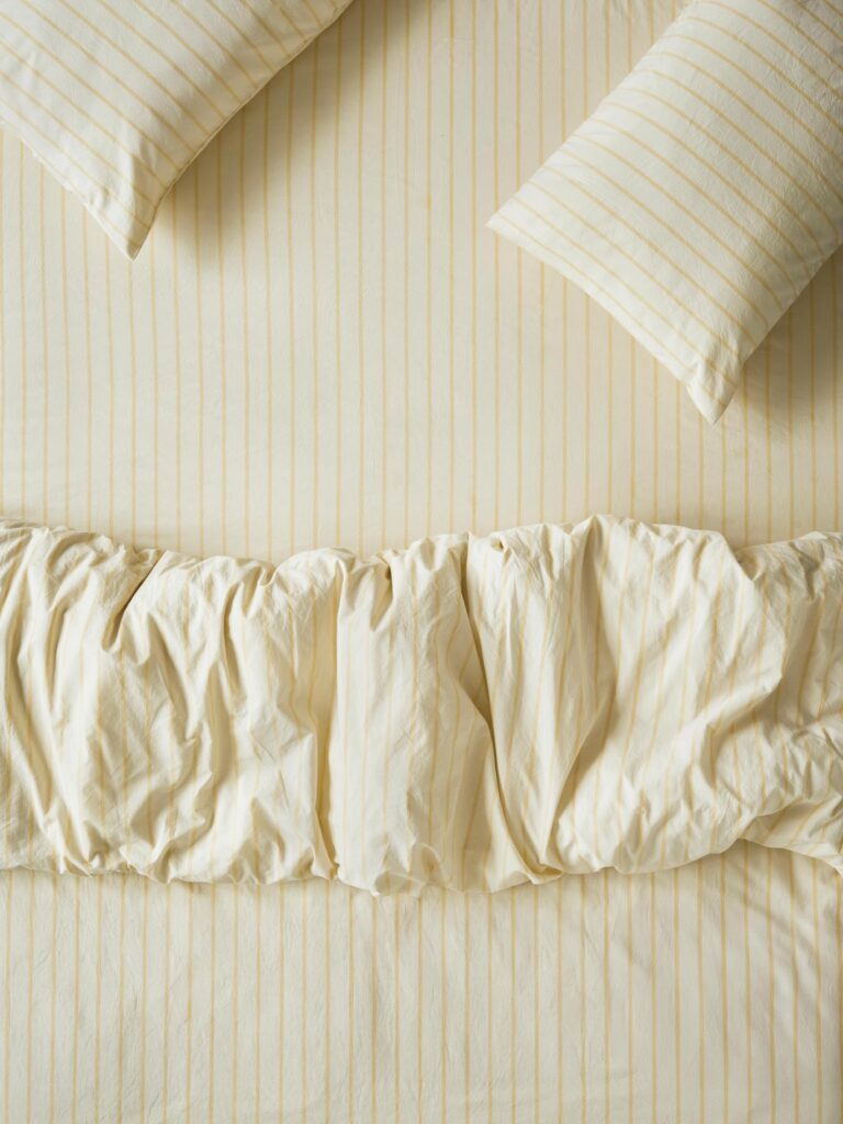 Butter Yellow Striped Cotton Fitted Sheet