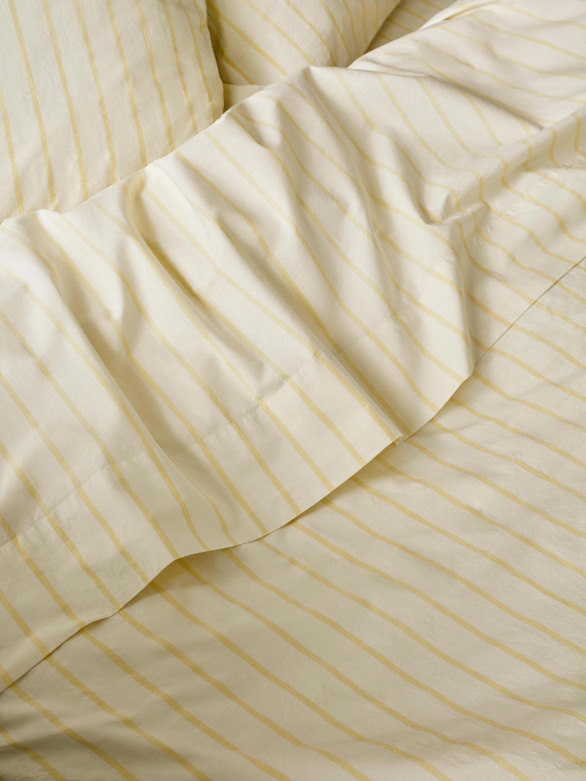 Butter Yellow Striped Cotton Flat Sheet