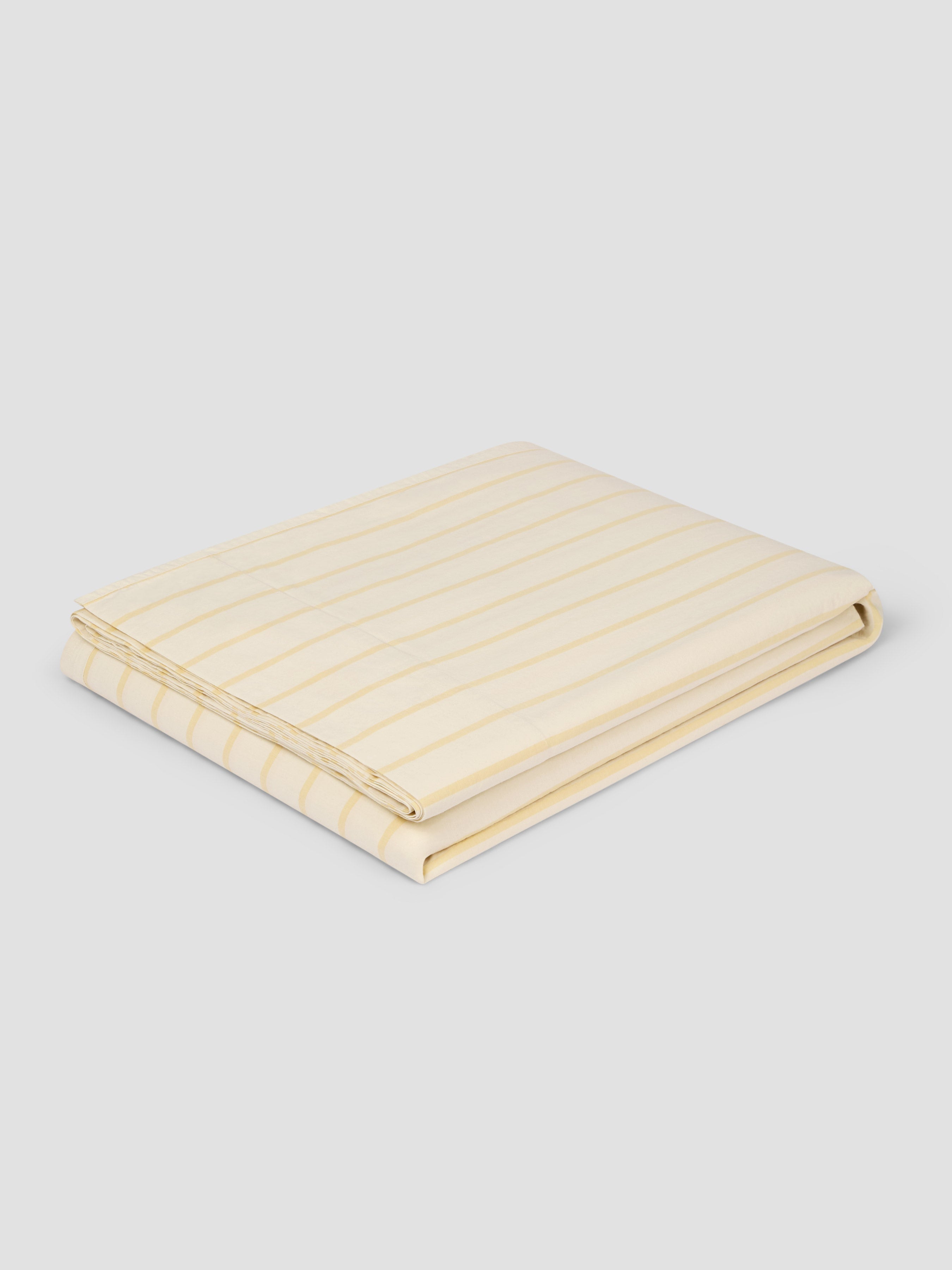 Butter Yellow Striped Cotton Flat Sheet - Image 3