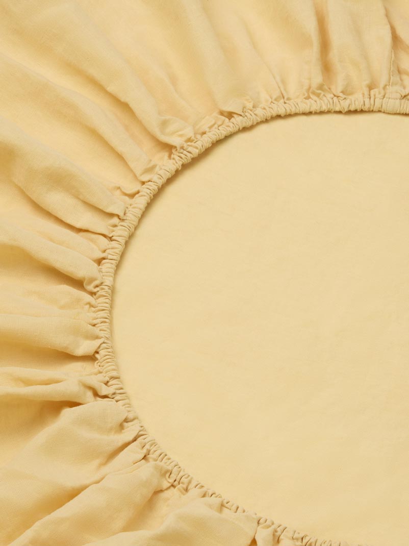 Butter Yellow Plain Linen Blend Fitted Sheet - Image 2