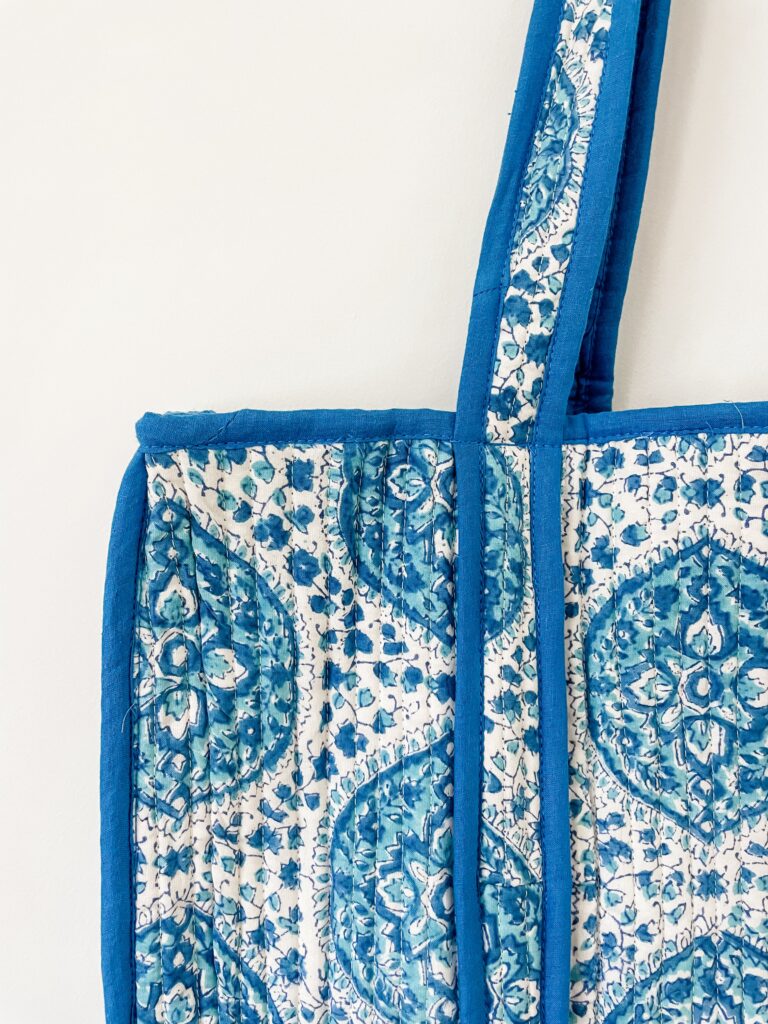 Soft Blue Lightweight Cotton Carry Tote Bag