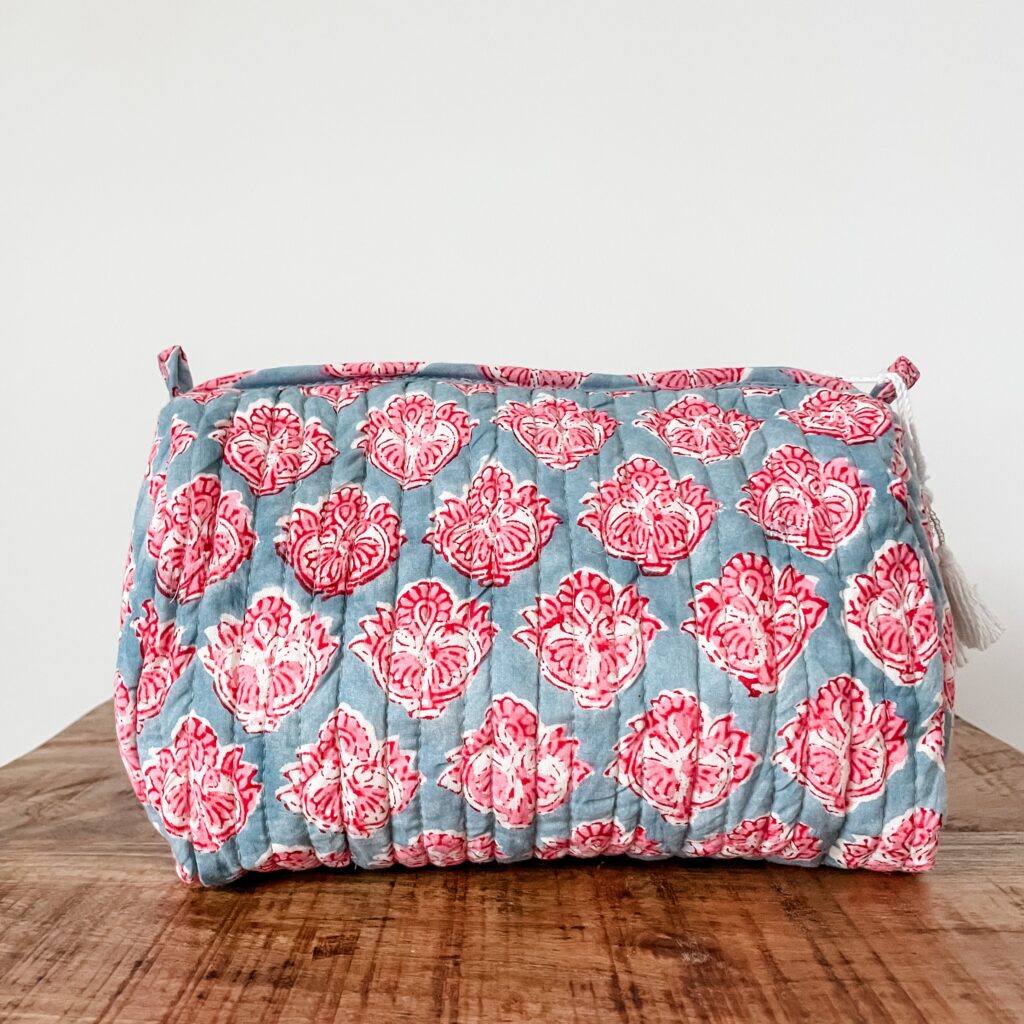 Dusty Rose Quilted Cotton Utility Storage Pouch