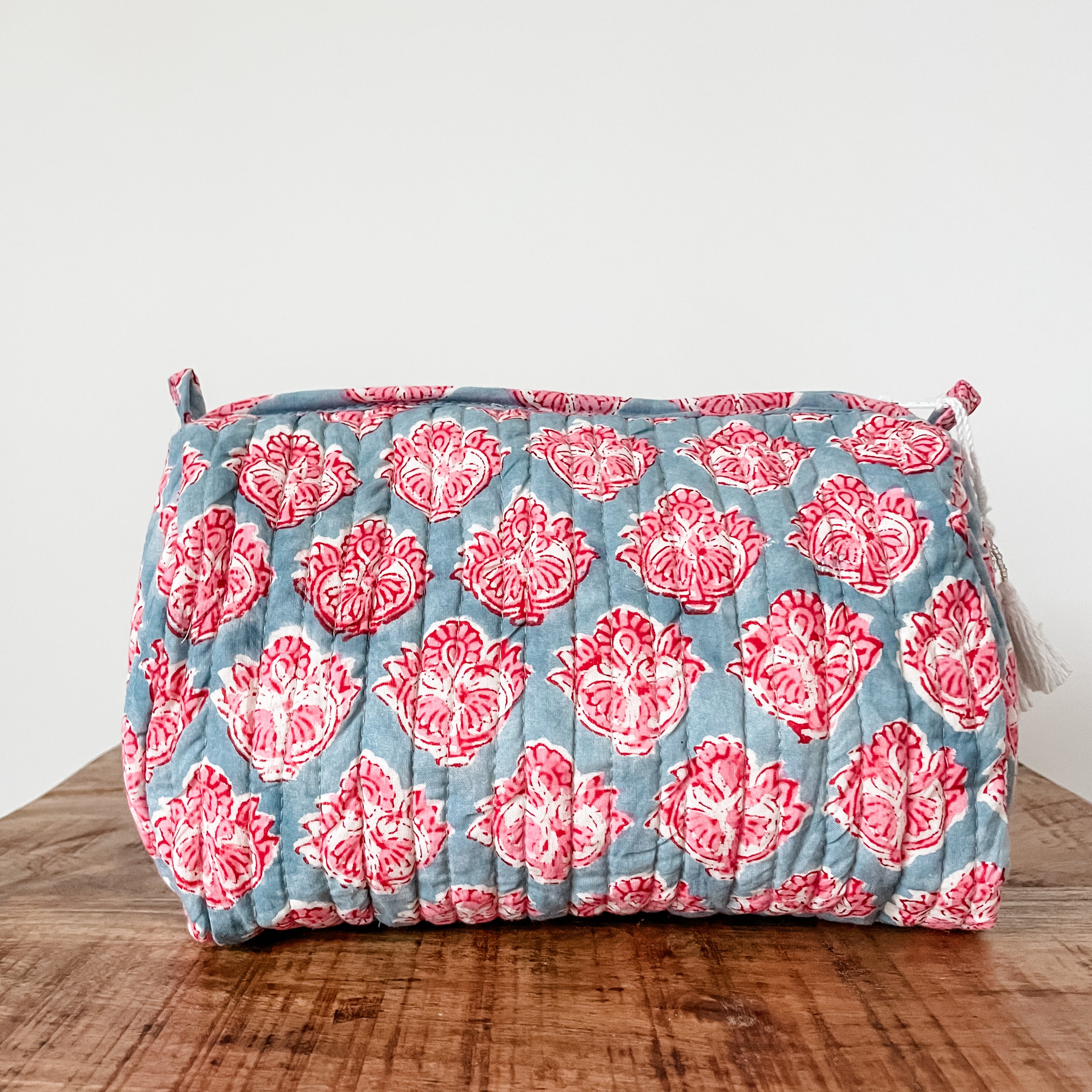 Dusty Rose Quilted Cotton Utility Storage Pouch