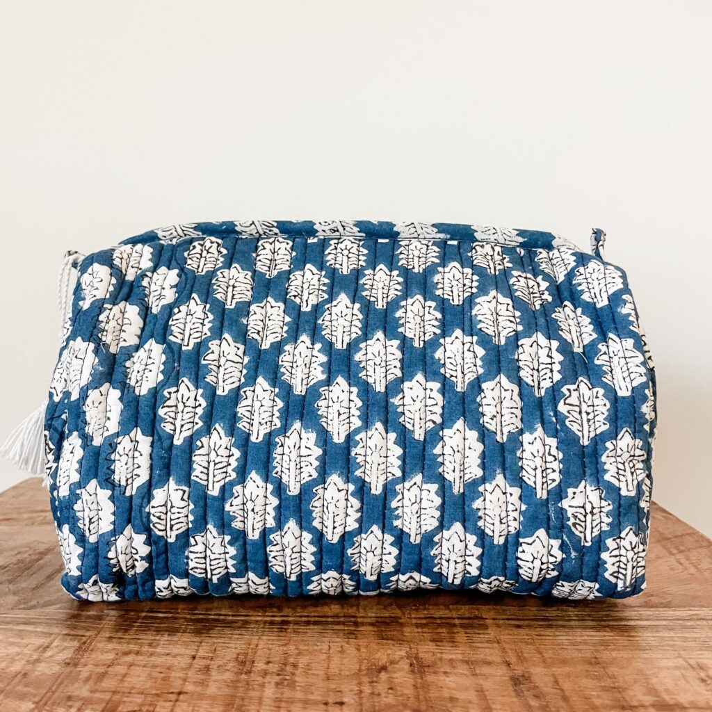 Denim Blue Quilted Cotton Utility Storage Pouch