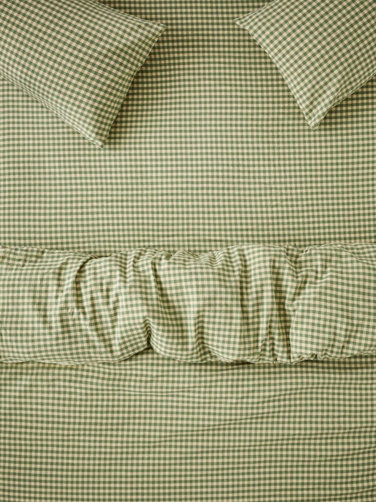 Butter Yellow Gingham Linen Blend Fitted Sheet