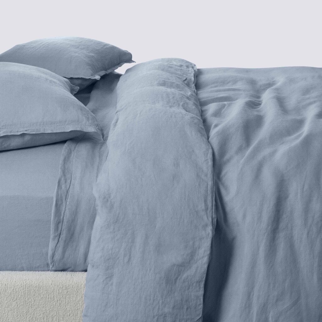 Stonewashed Linen Duvet Cover in Blue
