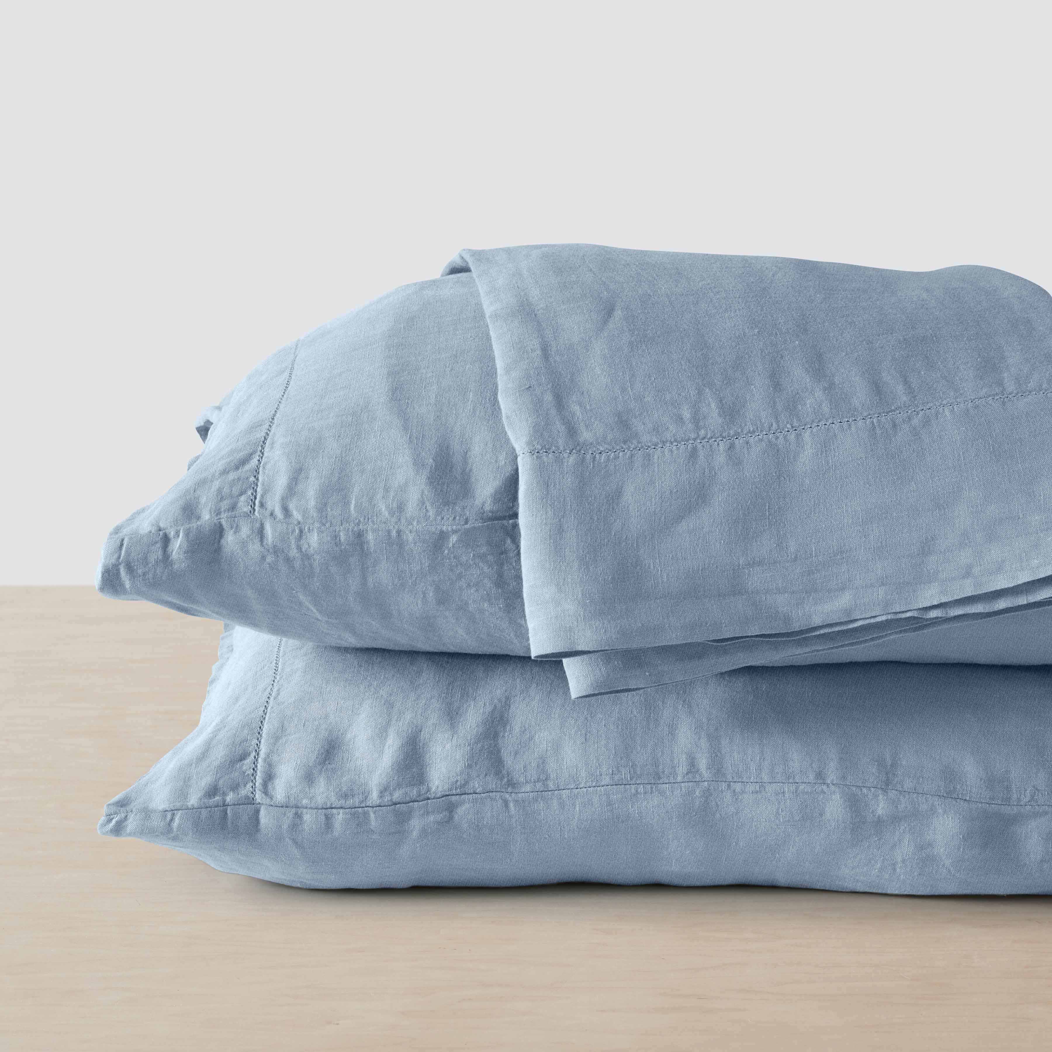 Stonewashed Linen Sheet Set in Blue - Image 93