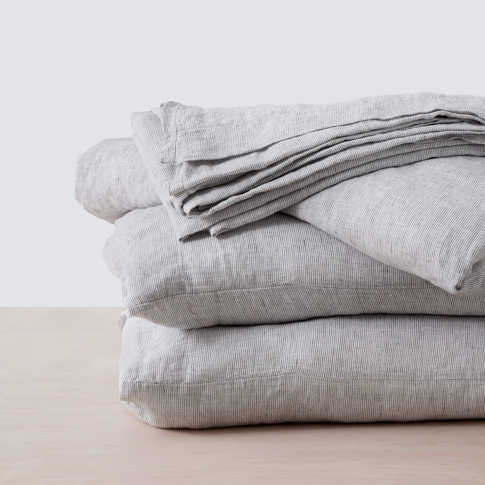 Stonewashed Linen Sheet Set in Blue - Image 51