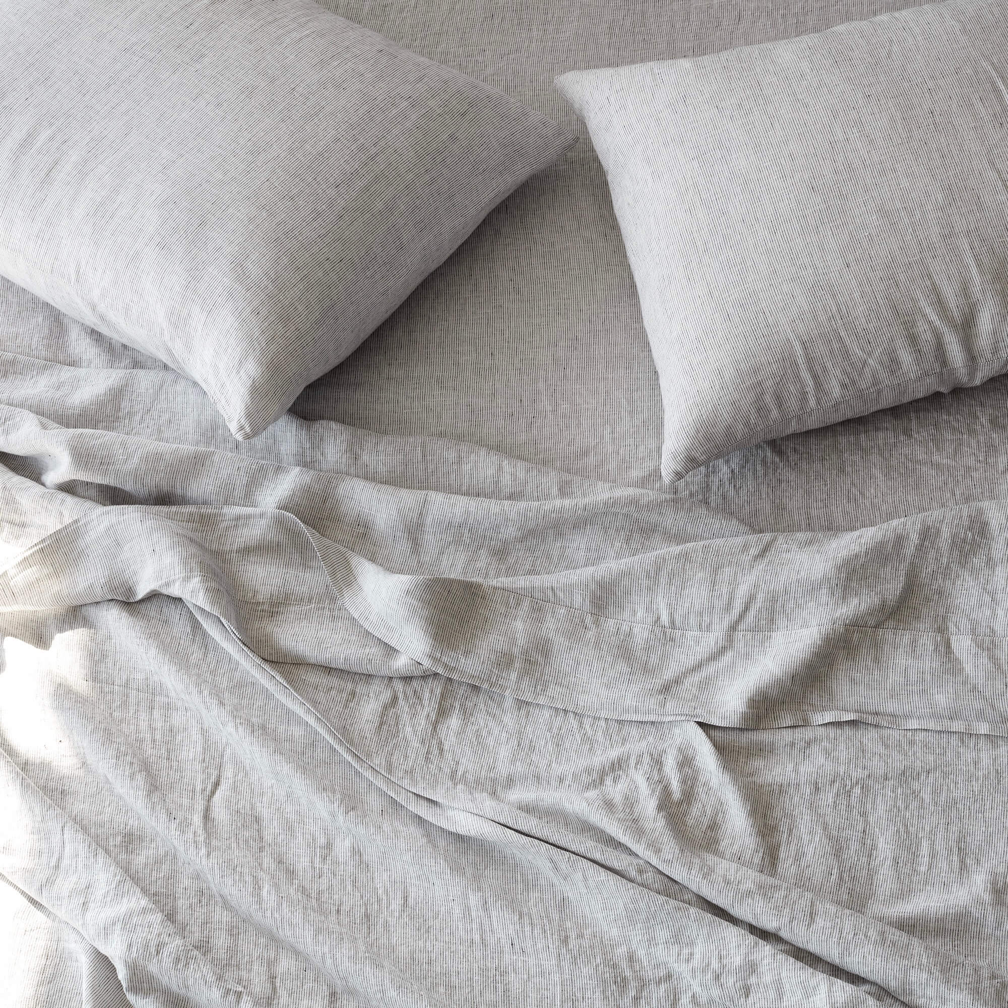 Stonewashed Linen Sheet Set in Blue - Image 50