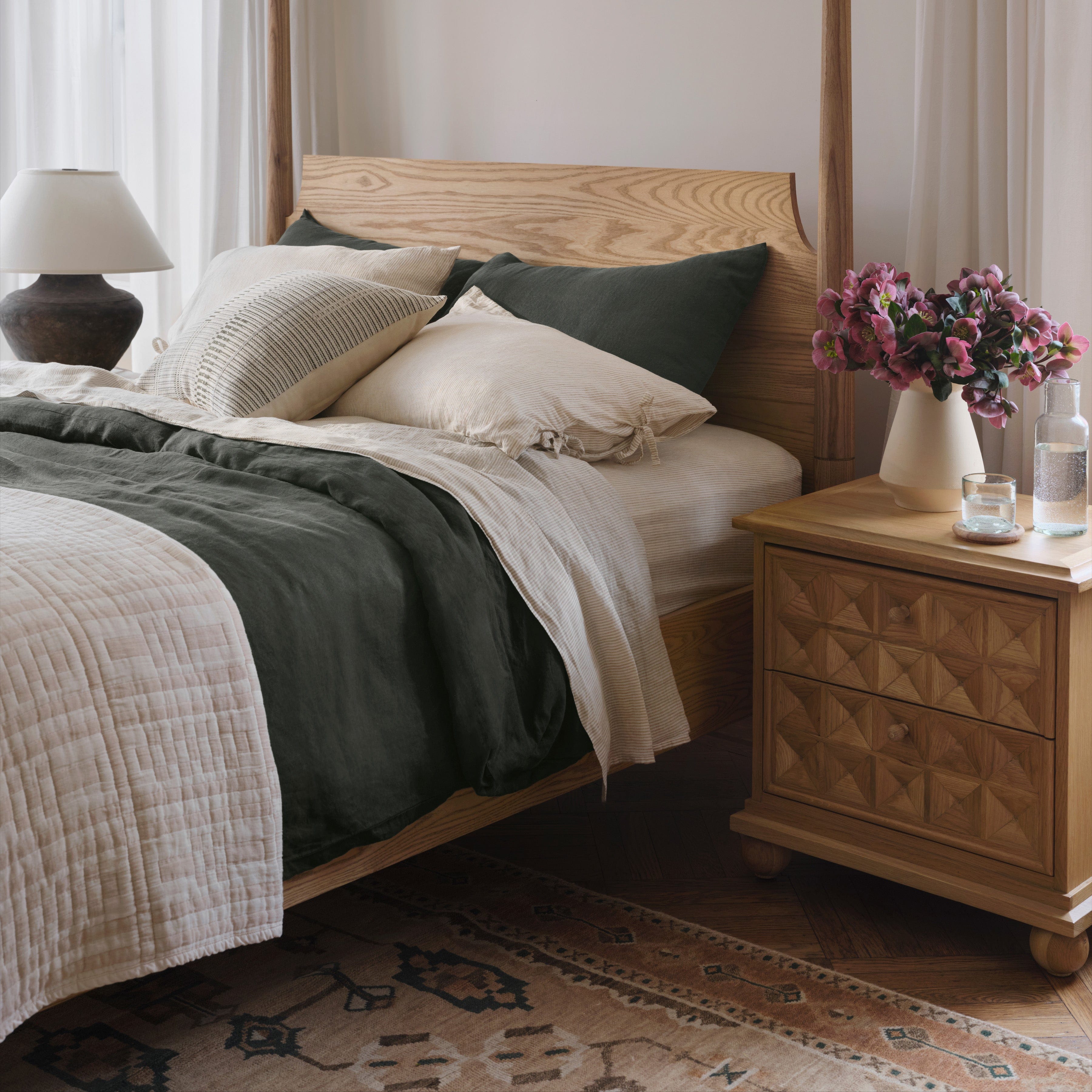 Stonewashed Linen Sheet Set in Blue - Image 68