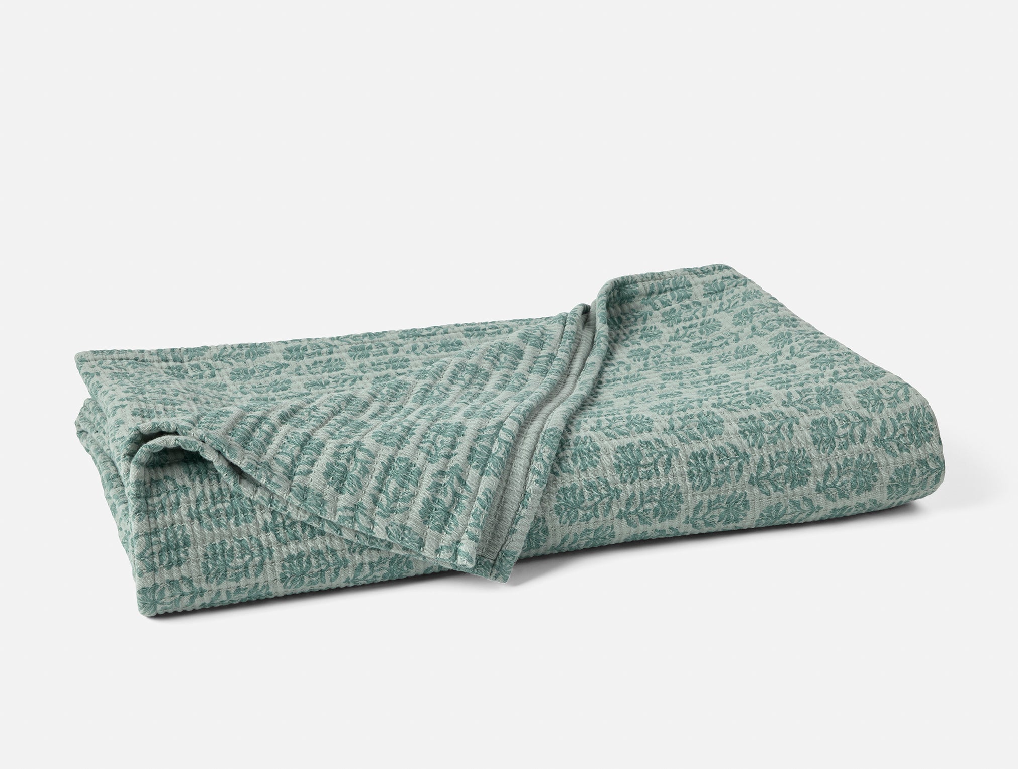 Muted Green Textured Textile Bed Blanket for Everyday Comfort