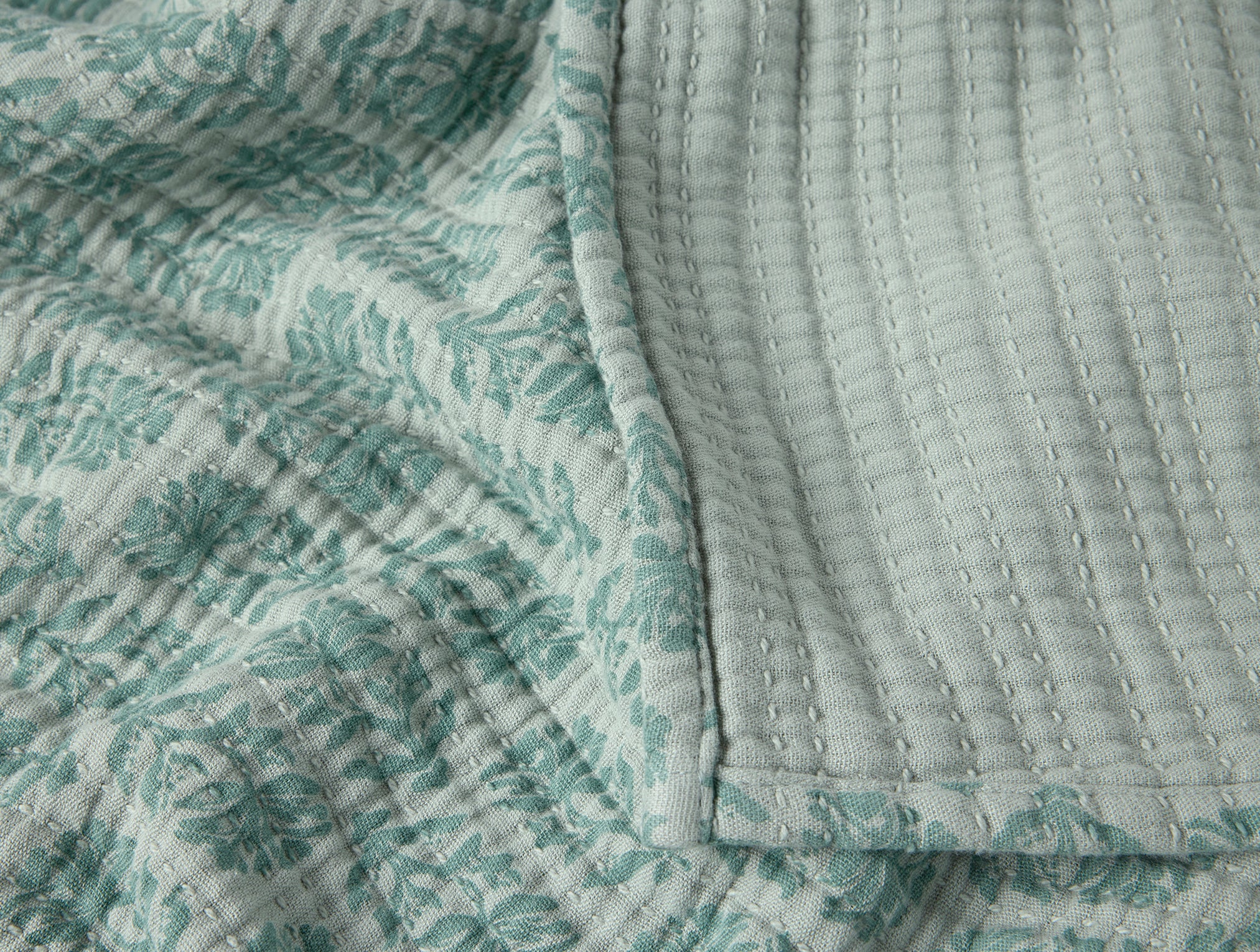 Muted Green Textured Textile Bed Blanket for Everyday Comfort - Image 6