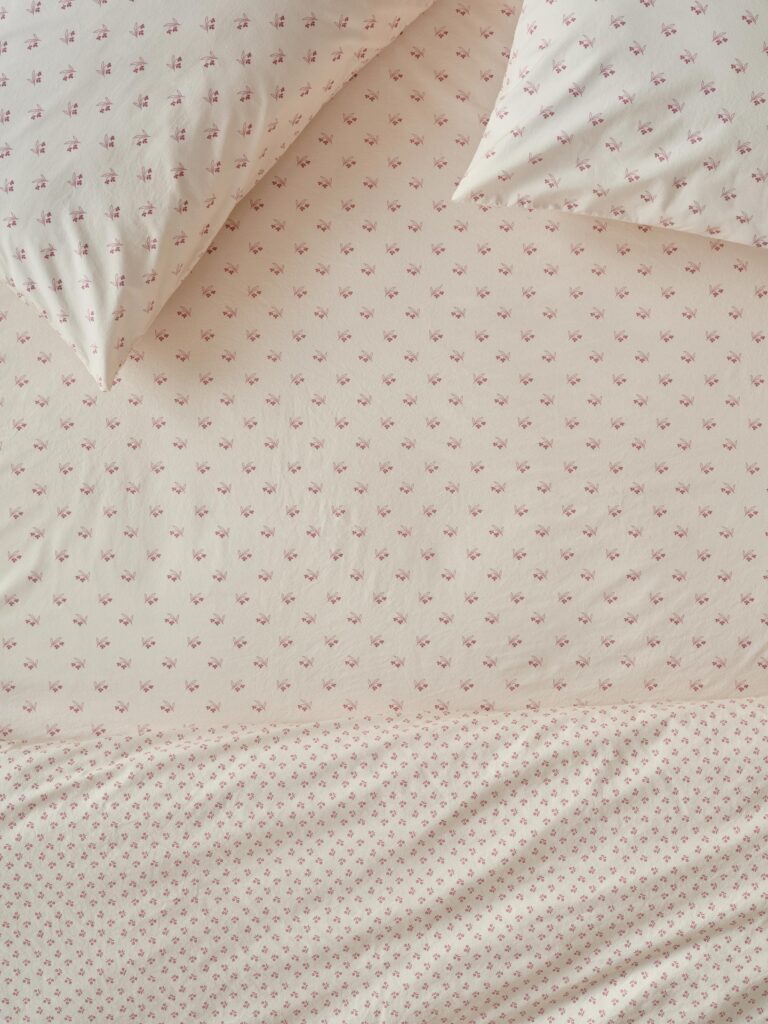 Dusty Pink Floral Cotton Fitted Sheet