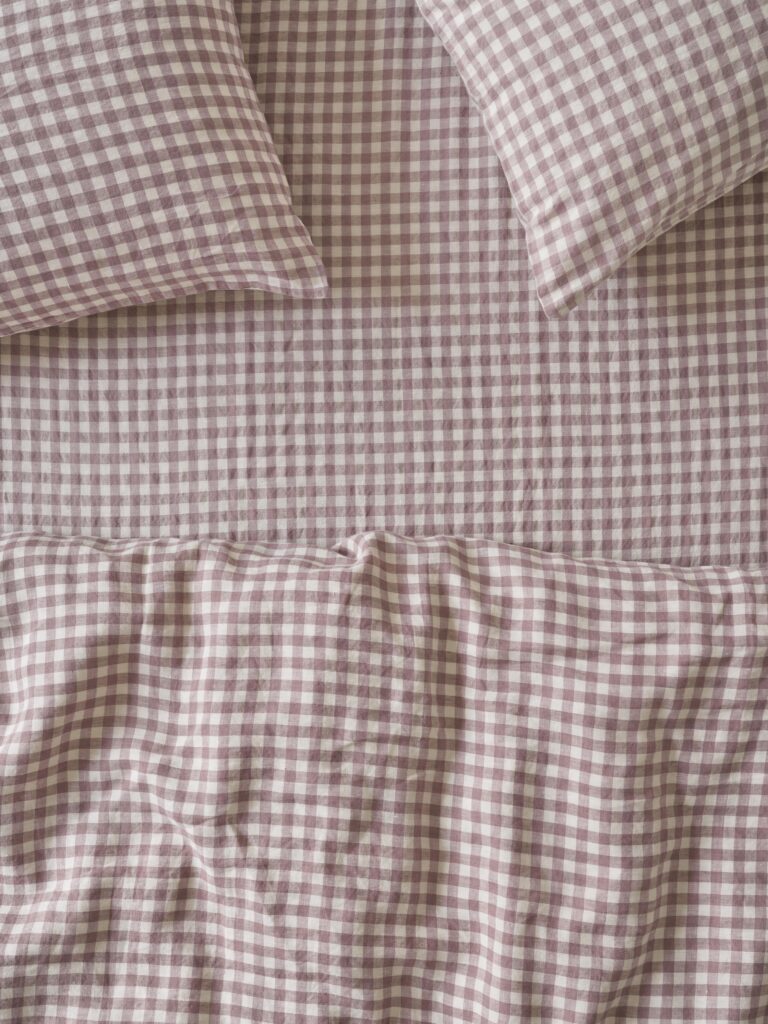 Gingham Linen Blend Fitted Sheet