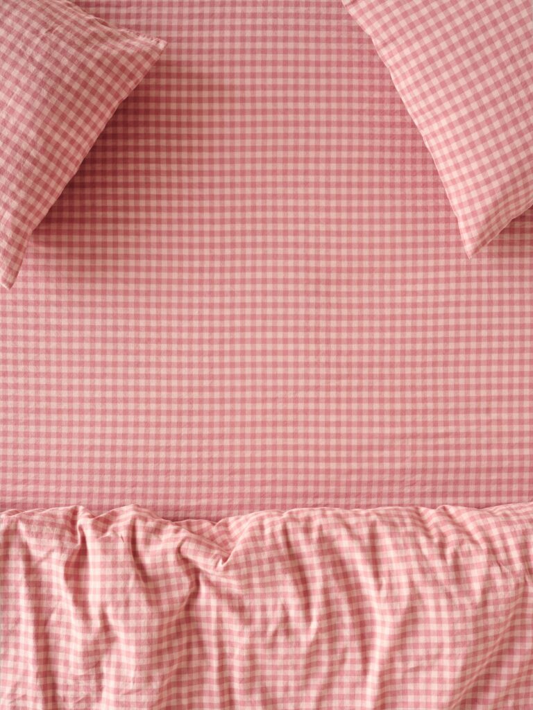 Dusty Pink Gingham Linen Blend Fitted Sheet