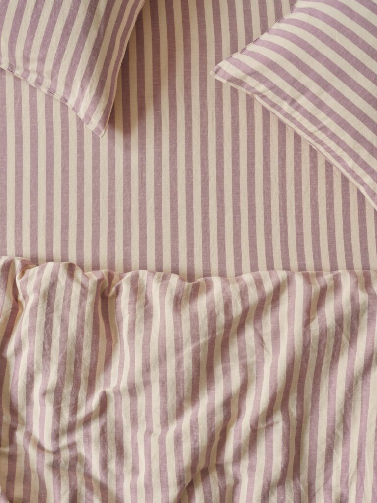 Striped Linen Blend Fitted Sheet
