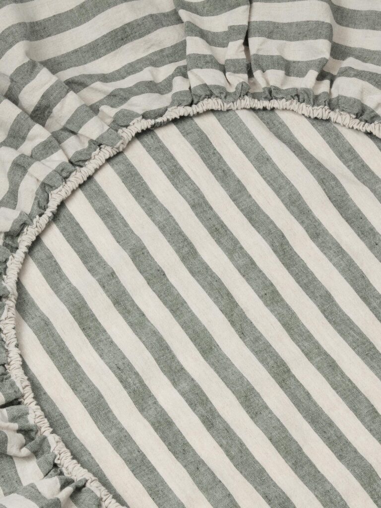 Striped Linen Blend Fitted Sheet
