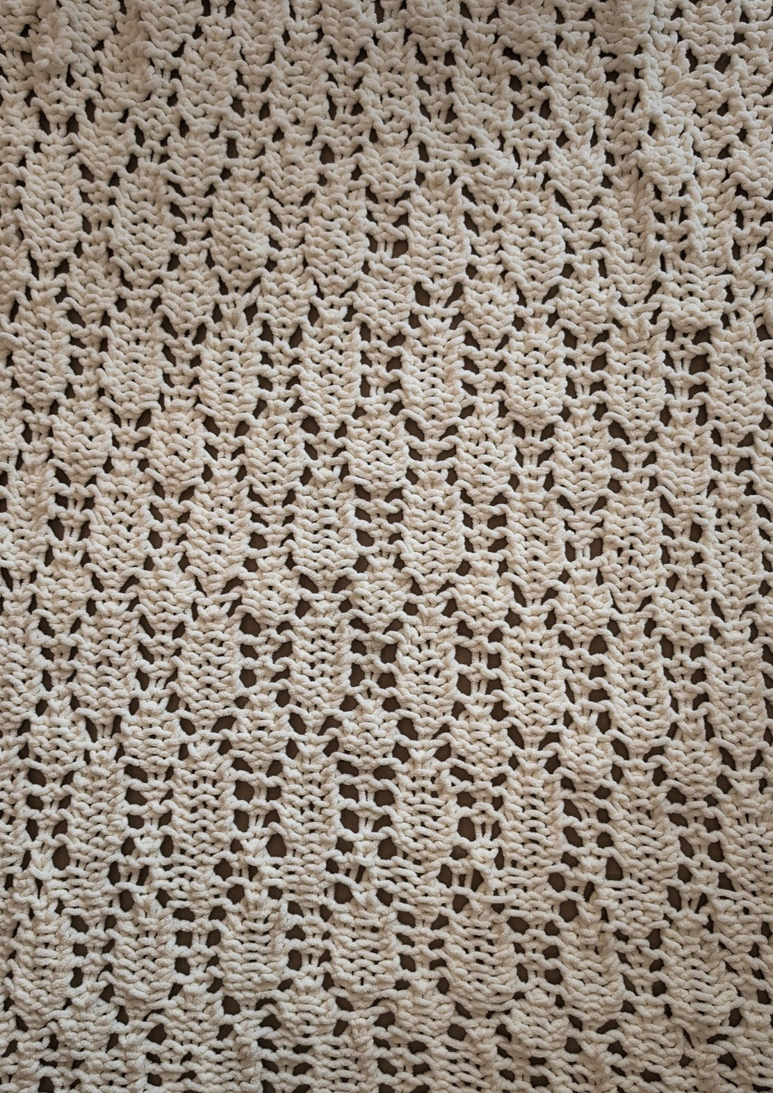 Chunky Knit Cream Chenille Throw Blanket