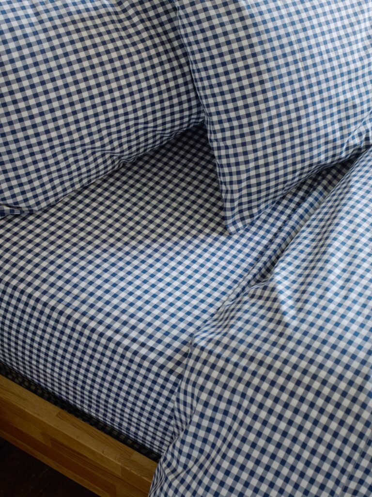 Gingham Cotton Fitted Sheet Collection