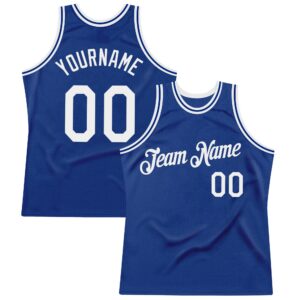 Custom Royal White Authentic Throwback Basketball Jersey
