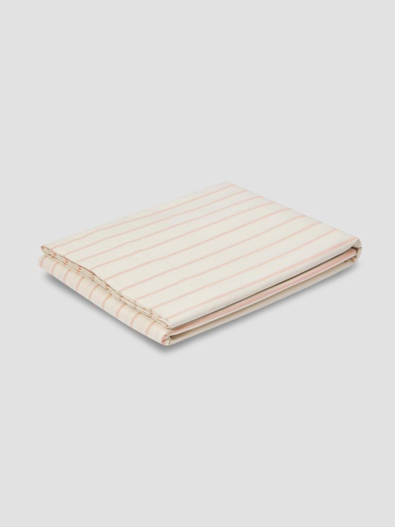 Pink Striped Cotton Flat Sheet