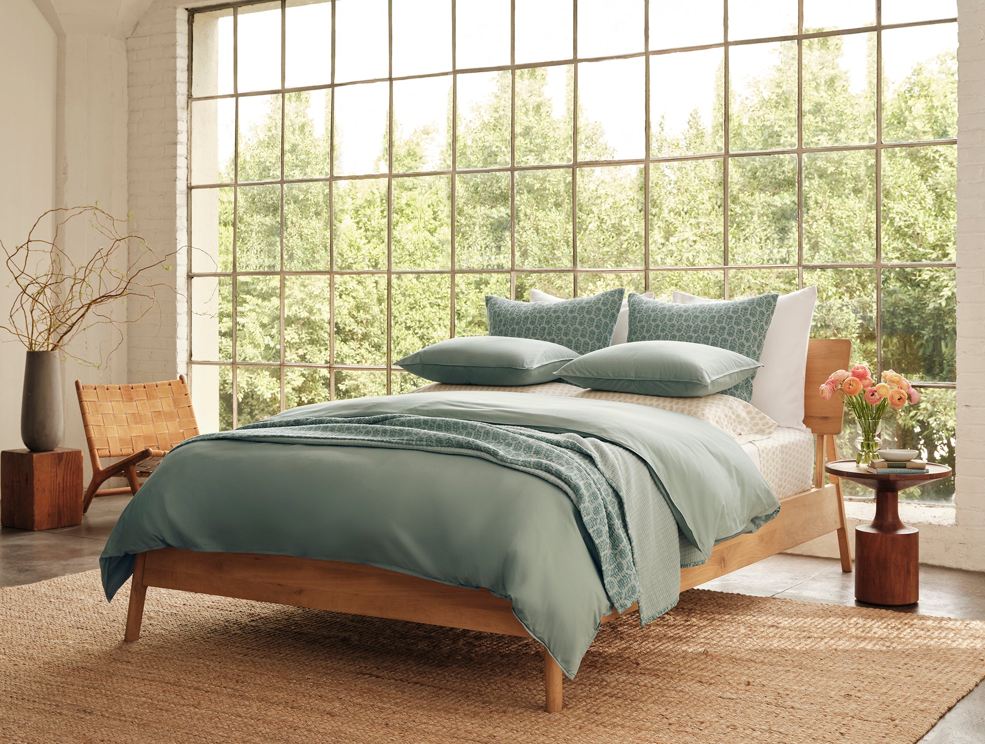 Muted Green Textured Textile Bed Blanket for Everyday Comfort - Image 4