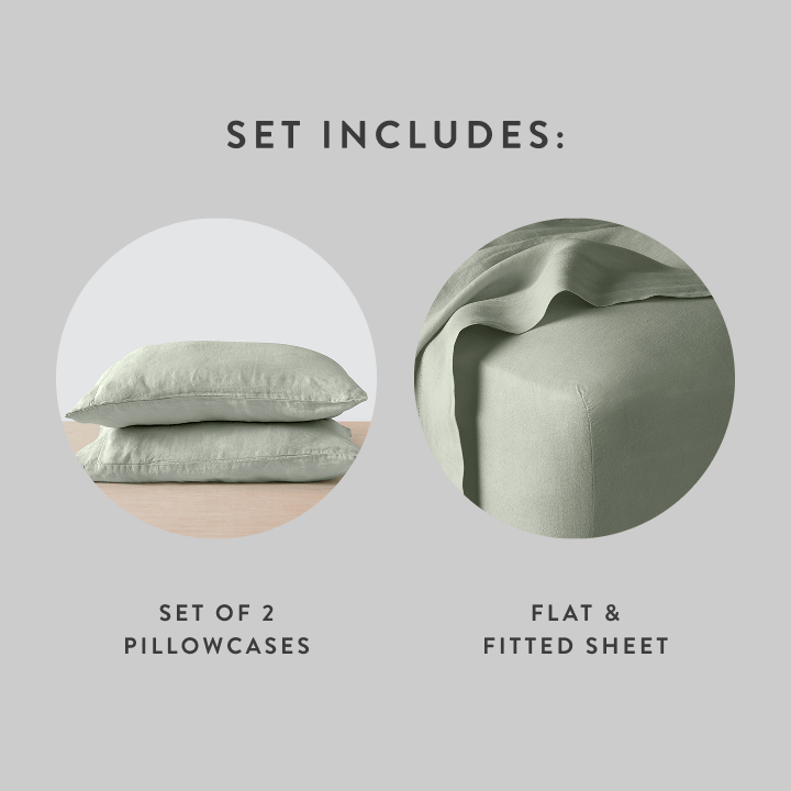 Stonewashed Linen Sheet Set in Blue - Image 100