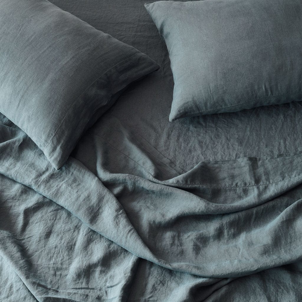 Stonewashed Linen Sheet Set in Blue - Image 6