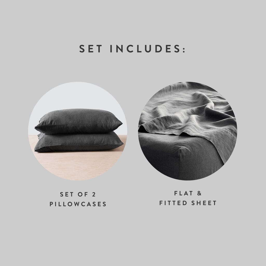 Stonewashed Linen Sheet Set in Blue - Image 56