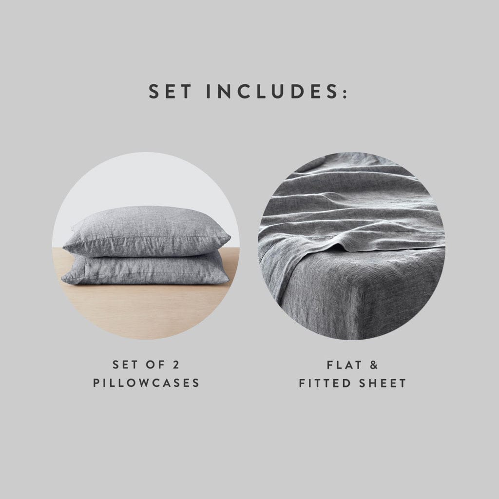 Stonewashed Linen Sheet Set in Blue - Image 39