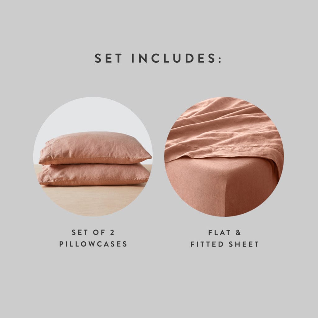 Stonewashed Linen Sheet Set in Blue - Image 61