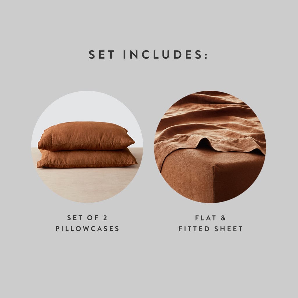 Stonewashed Linen Sheet Set in Blue - Image 37