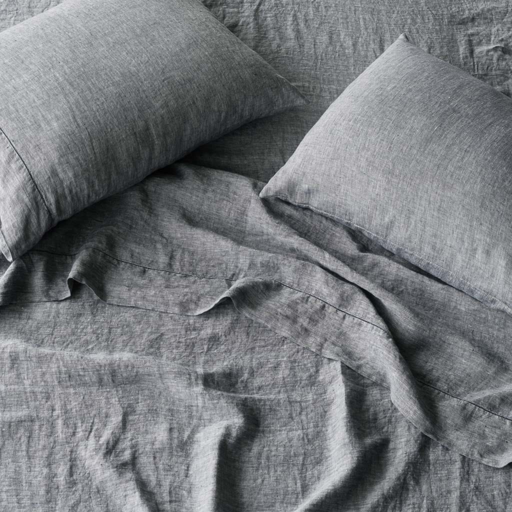 Stonewashed Linen Sheet Set in Blue - Image 41