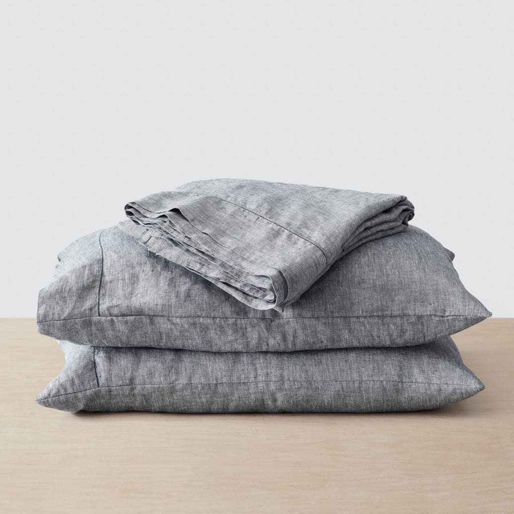 Stonewashed Linen Sheet Set in Blue - Image 38