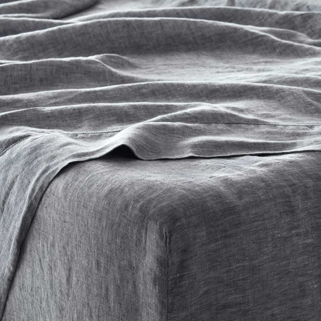 Stonewashed Linen Sheet Set in Blue - Image 40