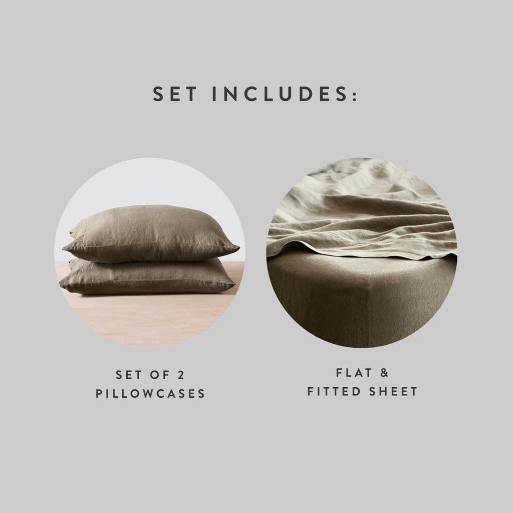 Stonewashed Linen Sheet Set in Blue - Image 12