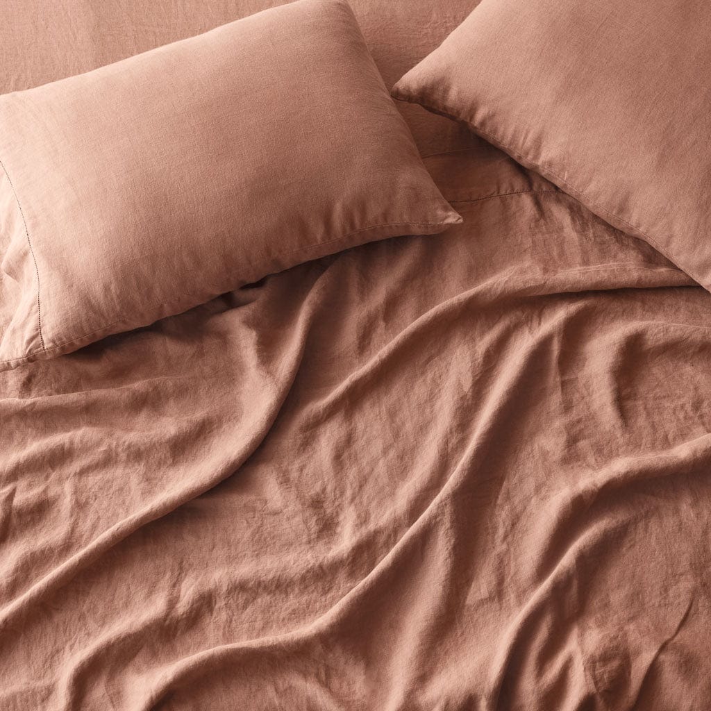 Stonewashed Linen Sheet Set in Blue - Image 57