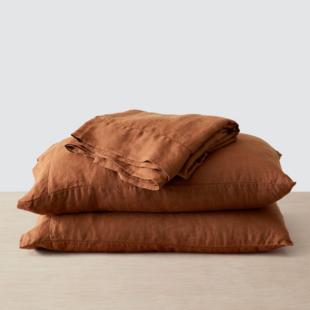 Stonewashed Linen Sheet Set in Blue - Image 35