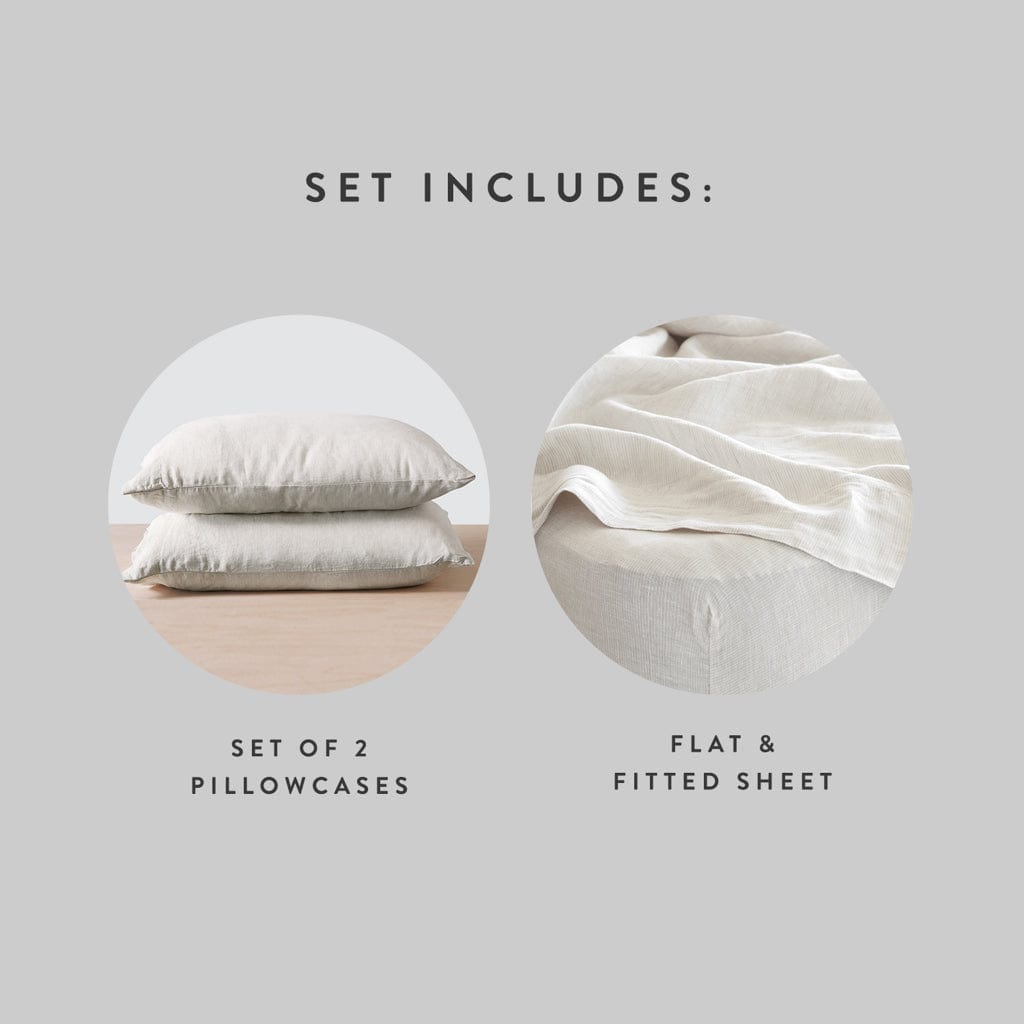 Stonewashed Linen Sheet Set in Blue - Image 48