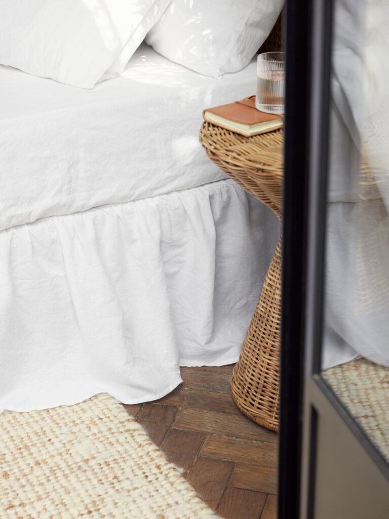 White Linen Blend Fitted Sheet